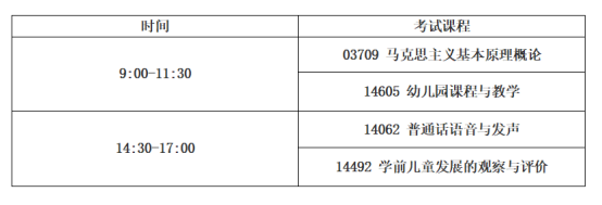 2024年10月山东自考本科学前教育专业考试安排