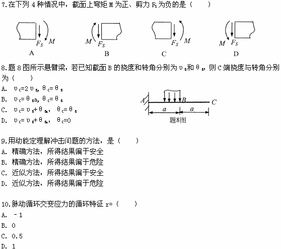 全国2009年1月高等教育自考工程力学（一）试题(图3)