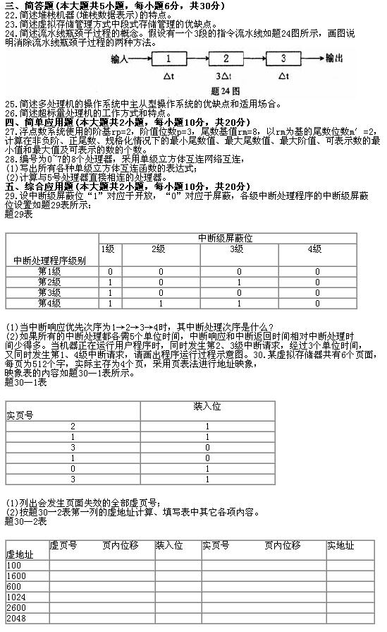 全国2010年7月高等教育自考计算机系统结构试(图1)